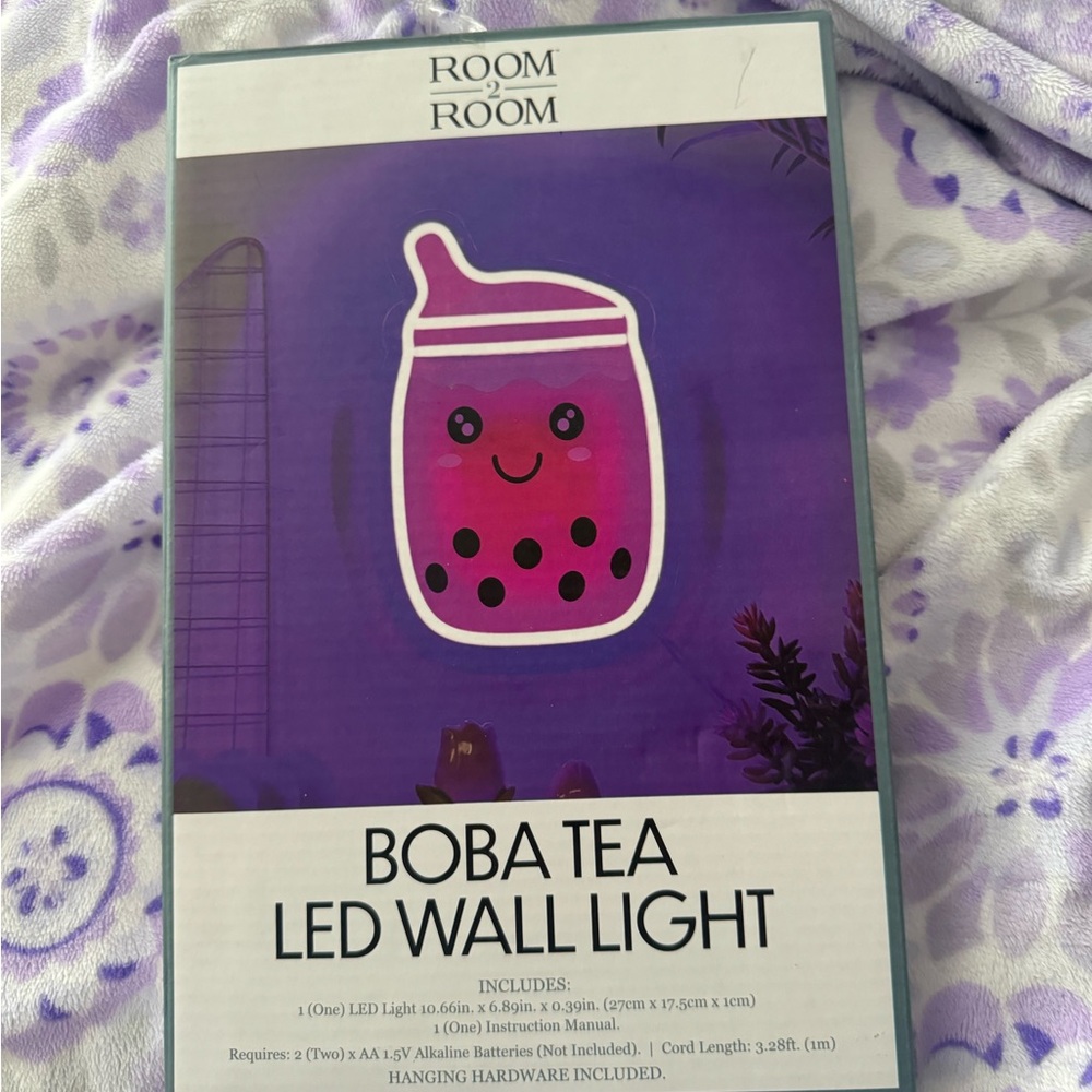 NWT Room 2 Room Pink Boba Tea LED Wall Light Decoration Neon Pink